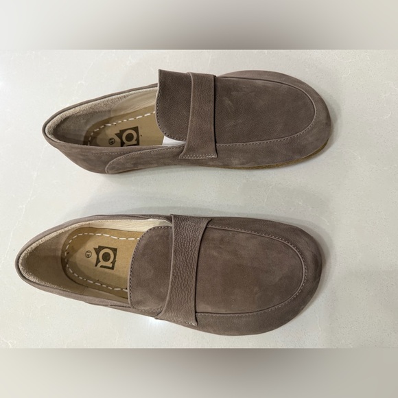 Anya Shoes - DALIA LEATHER LOAFERS-BY ANYA Suede Barefoot Minimalist Loafers in Taupe Eur 41